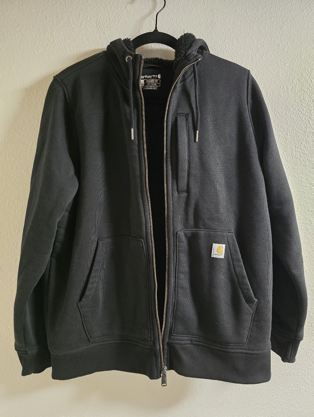 Carhartt Hoodie Black With Fuzzy Lining